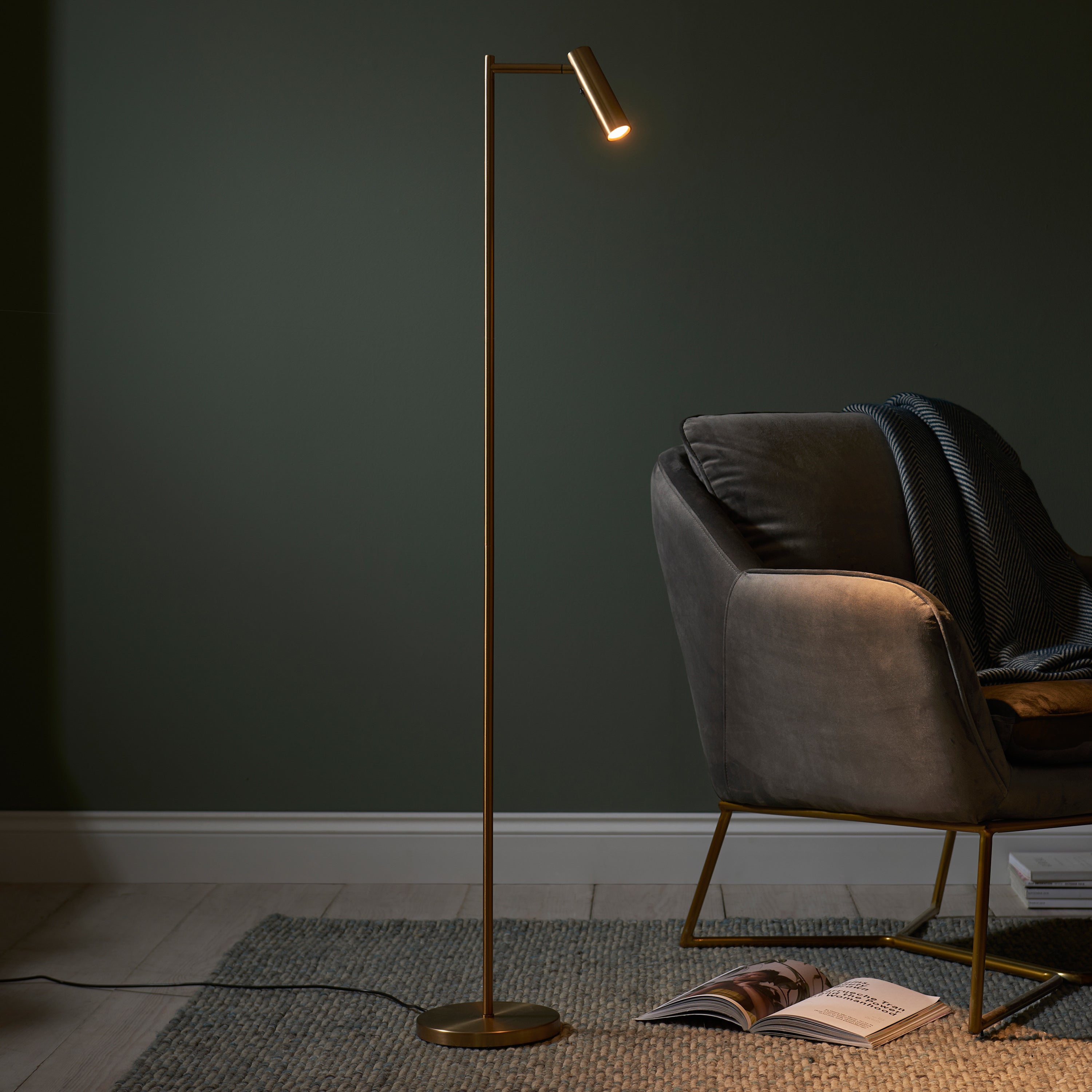 Dedicated Satin Warm Brass Reader Single Floor Lamp